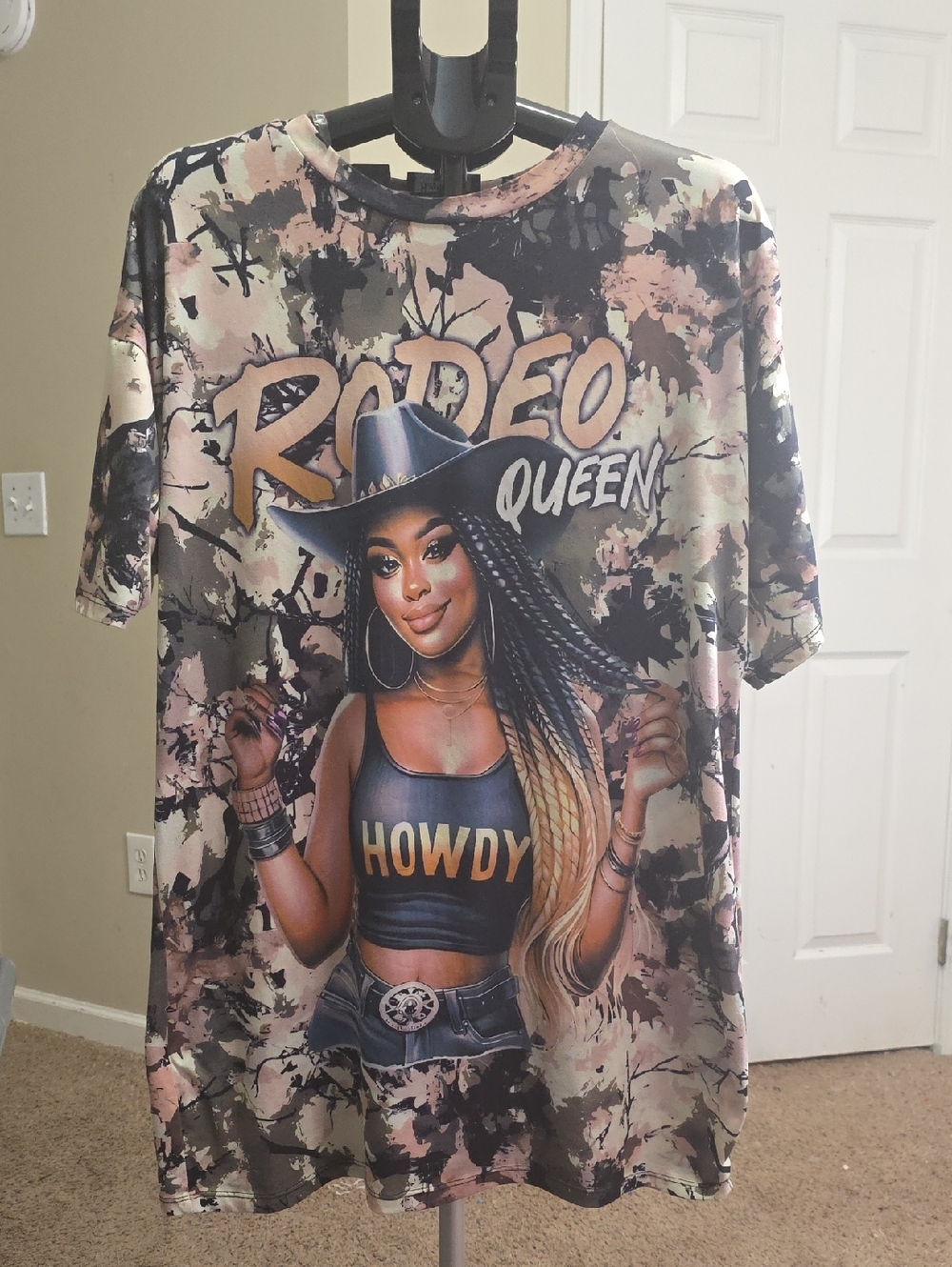 Rodeo Queen Short Sleeve Tee - Pink Black Tie-Dye
